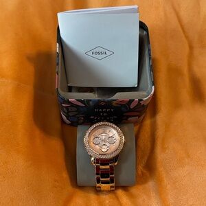 Fossil Women's Rose Gold and Black Watch